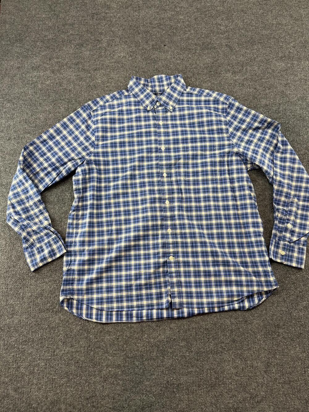 Vineyard Vines Shirt Mens XL Blue Plaid On-The-Go Performance Stretch Button Up